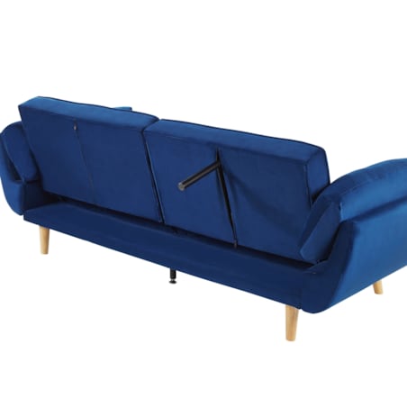 Sofa rozkładana welurowa niebieska ASBY