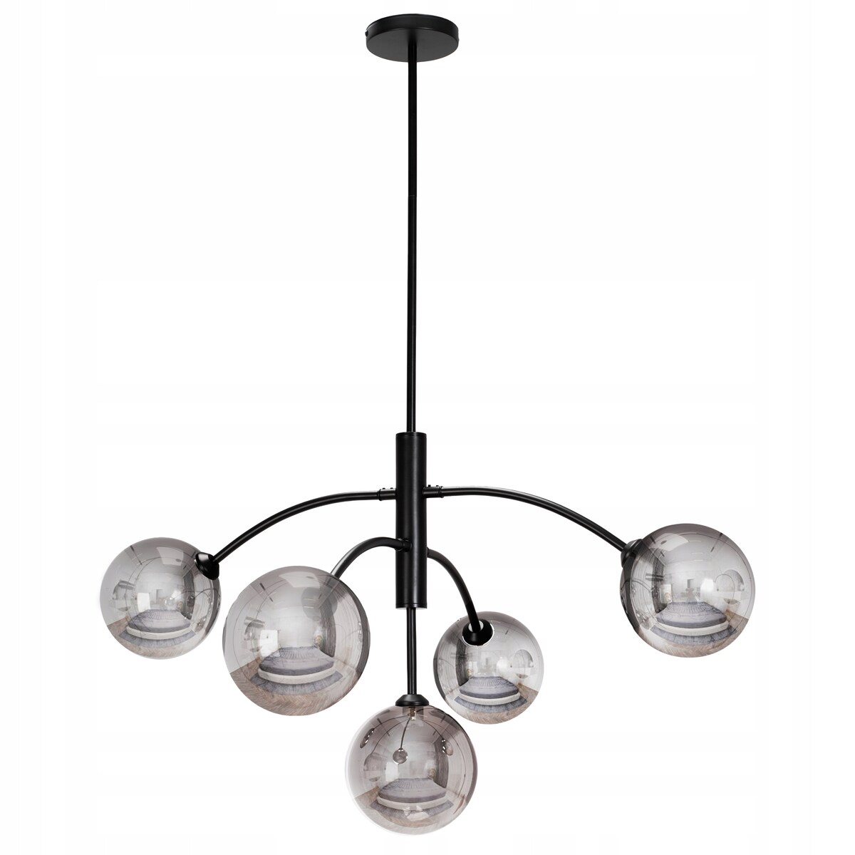 Lampa Sufitowa Szklane Kule Lustrzane Loft Czarna