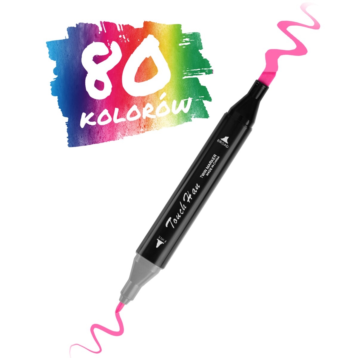 Markery 80 szt dwustronne flamastry pisaki mazaki + torba Nukido