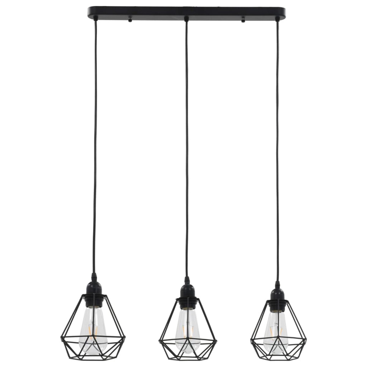 vidaXL Lampa sufitowa, diamentowe klosze, czarna, 3 żarówki E27