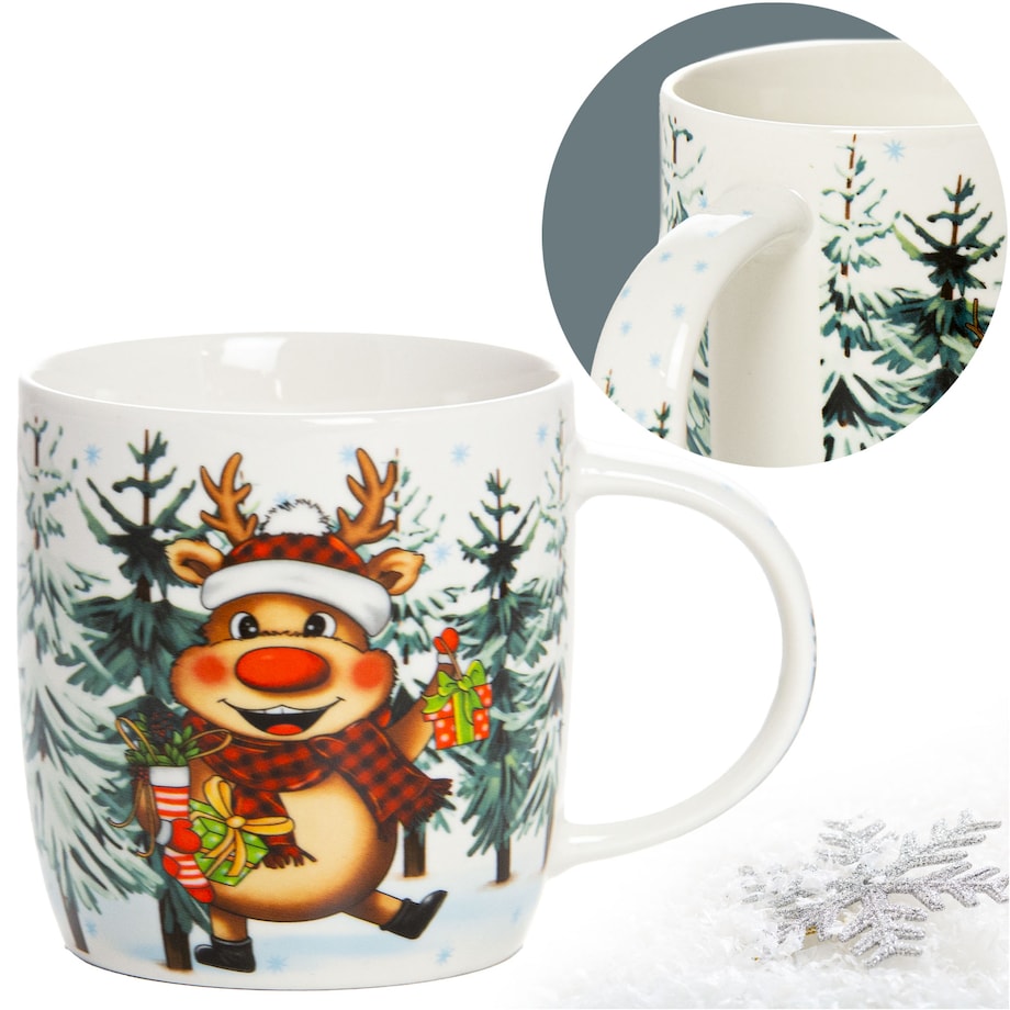 Kubek Świąteczny Ceramiczny Na Prezent 370 Ml Boże Narodzenie Renifer