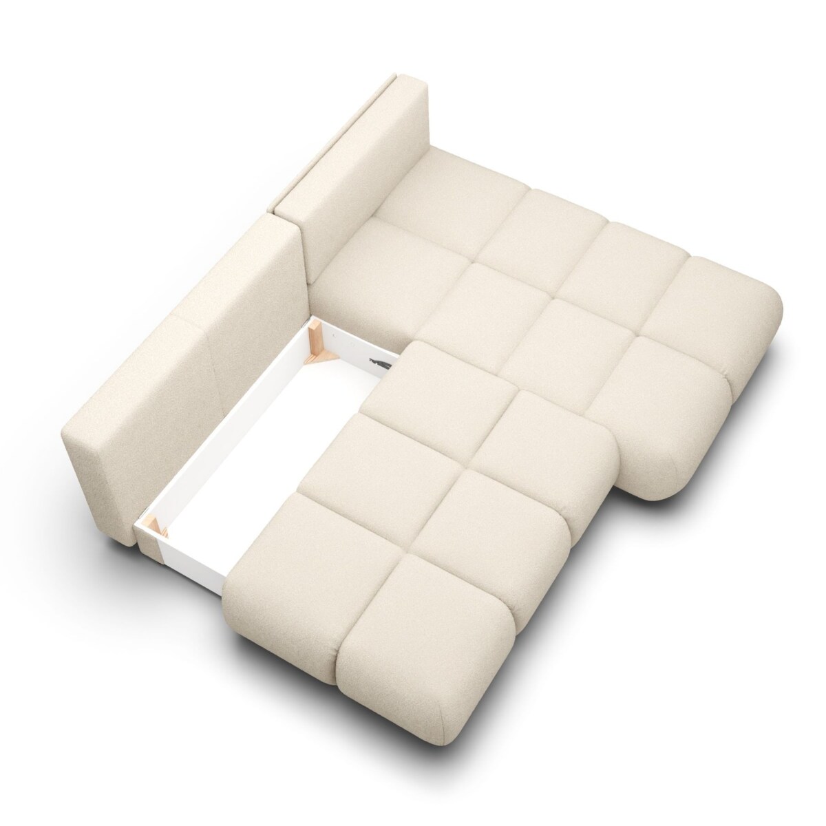 Pikowany Narożnik MILA rozkładany bez boczków prawy śmietankowy