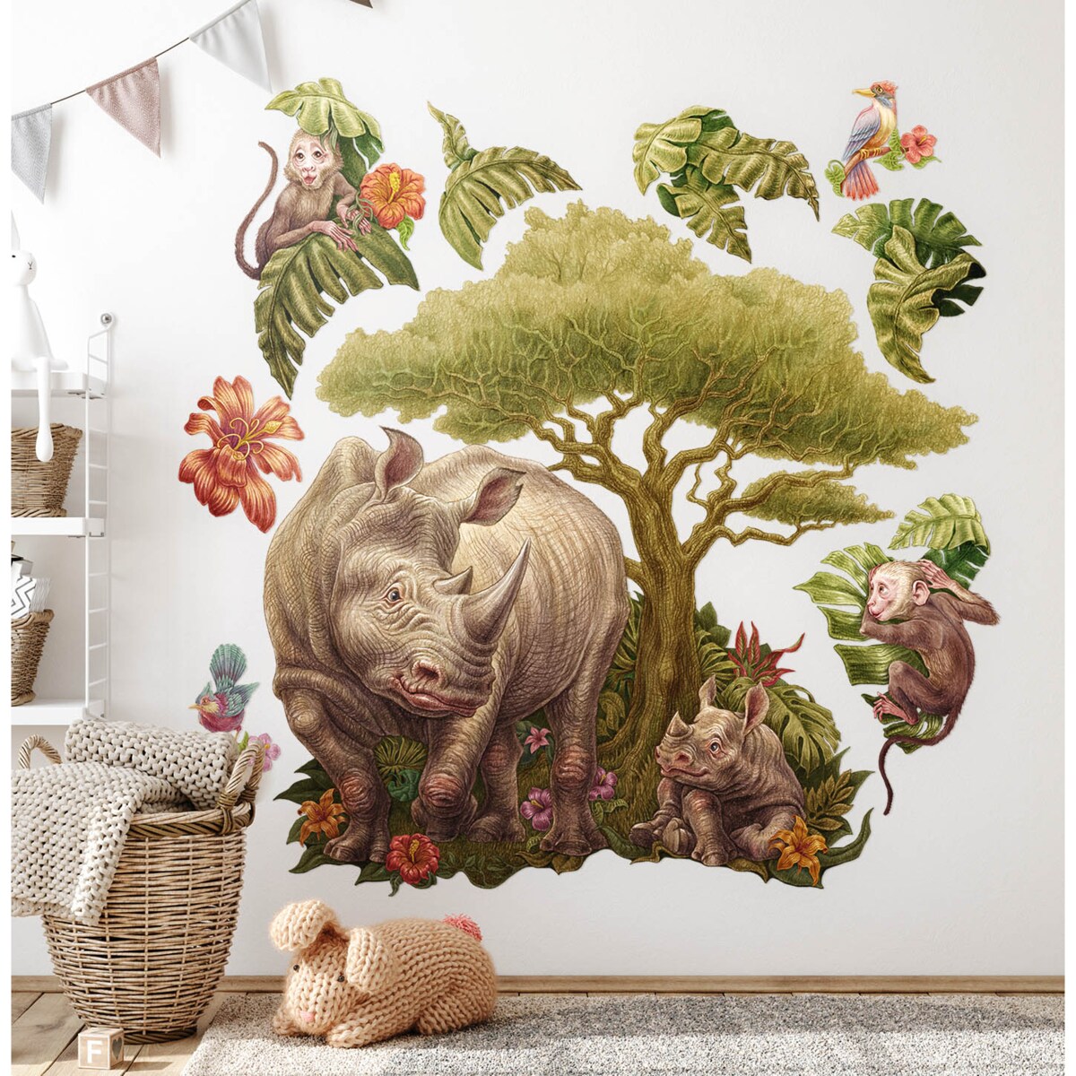 Zestaw naklejek na ścianę, Dzikie zwierzęta safari, 100cm