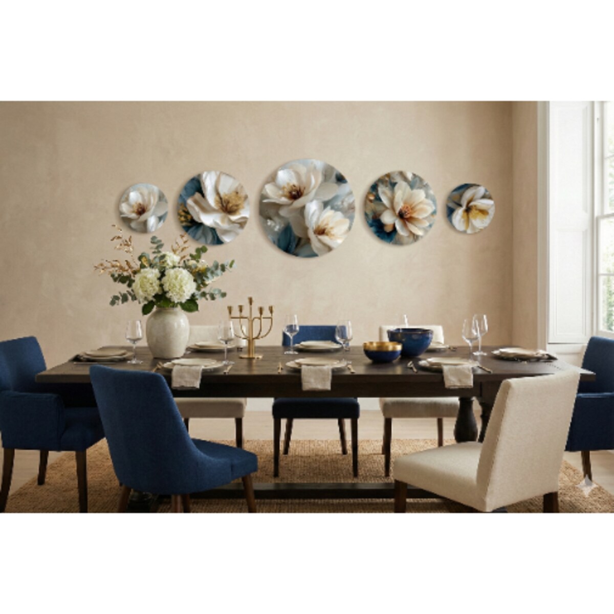 Obrazy ścienne Białe Kwiaty na ścianę do pokoju salonu sypialni 5 sztuk