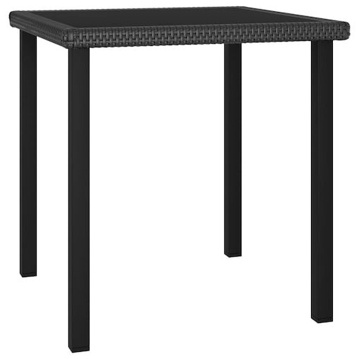 vidaXL Stół ogrodowy, jadalniany, czarny, 70x70x73 cm, rattan PE