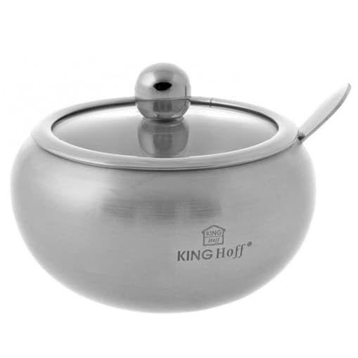 Cukiernica stalowa z łyżeczką Satyna satynowa pojemnik na cukier KINGHOFF