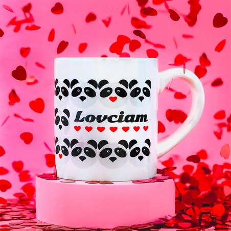 Ceramiczny kubek z uchwytem LOVCIAM do kawy herbaty czekolady 250ml - prezent upominek dla kobiety faceta mężczyzny dziewczyny żony chłopaka męża