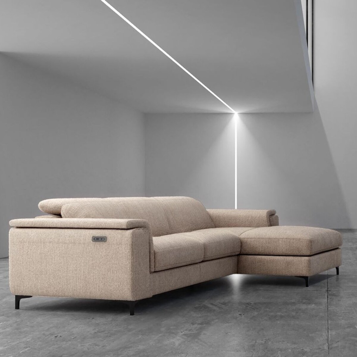 Sofa narożna Brito beżowa z funkcją relaksu