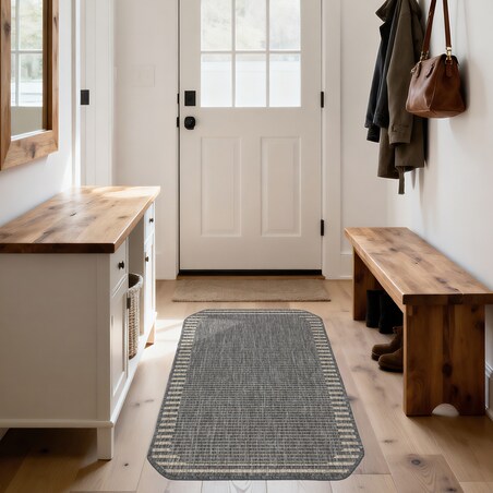 Chodnik płasko tkany Roma 68x114 cm Ramka Antracytowy