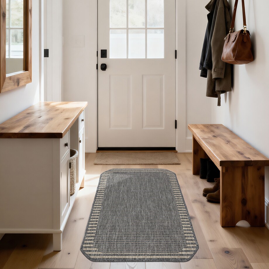 Chodnik płasko tkany Roma 68x114 cm Ramka Antracytowy