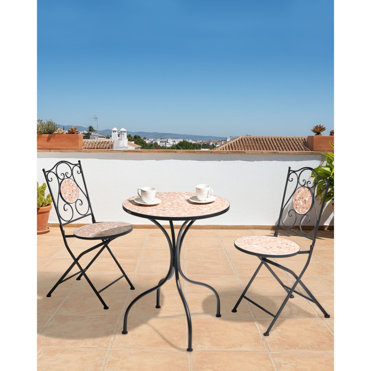 Zestaw 2 krzeseł ogrodowych ADRANO Składane Metal Czarny