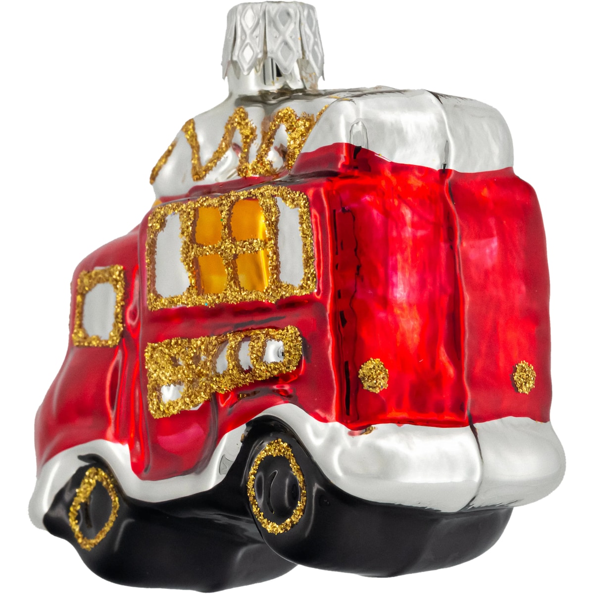 Bombka choinkowa szklana - Wóz strażacki: mini