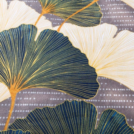 Pościel flanelowa 140x200 Solenne Dark szara, liście miłorzębu, Flanelove