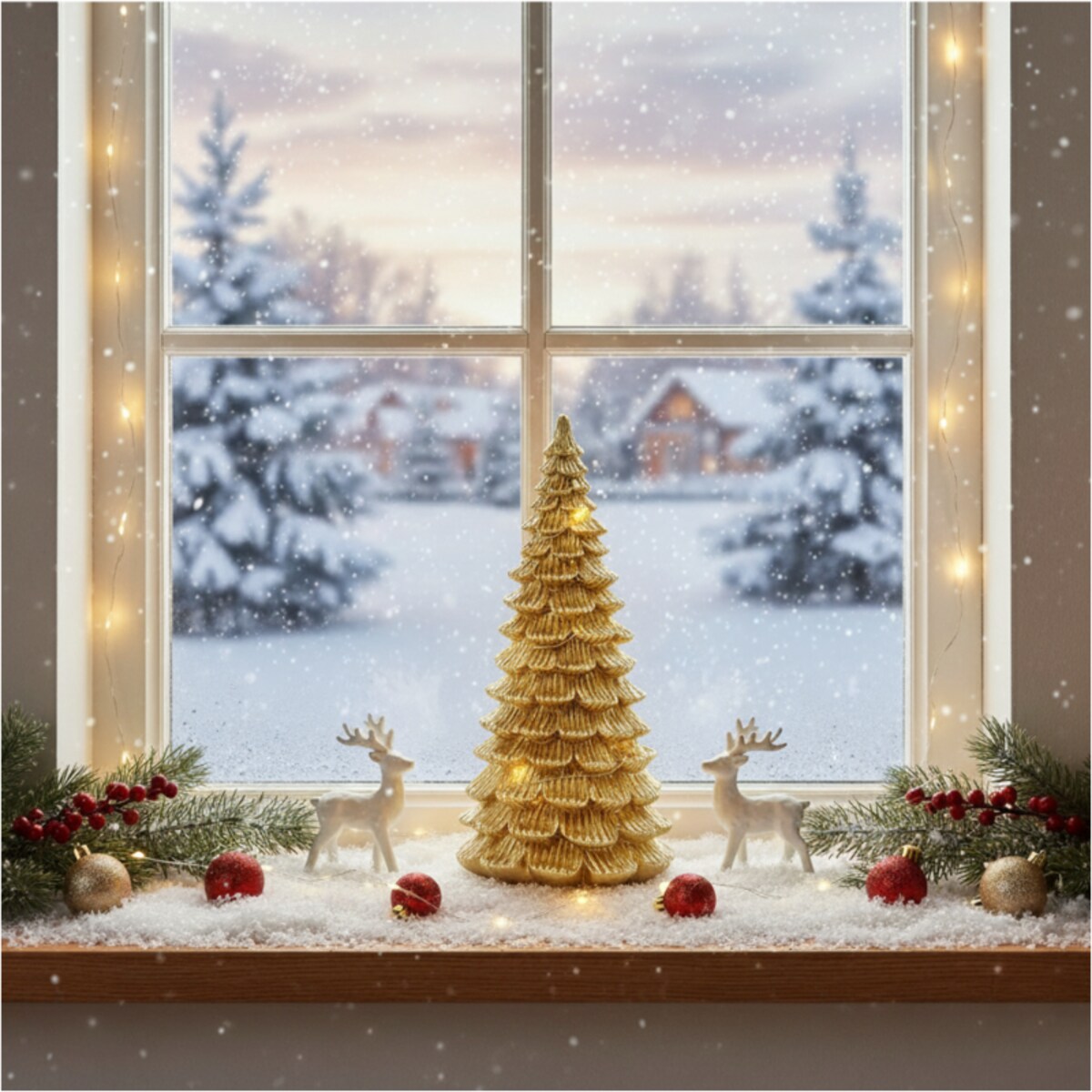 Choinka Led Złota Świecąca Figurka 15,5 Cm Ozdobna Dekoracja Świąteczna Na Baterie