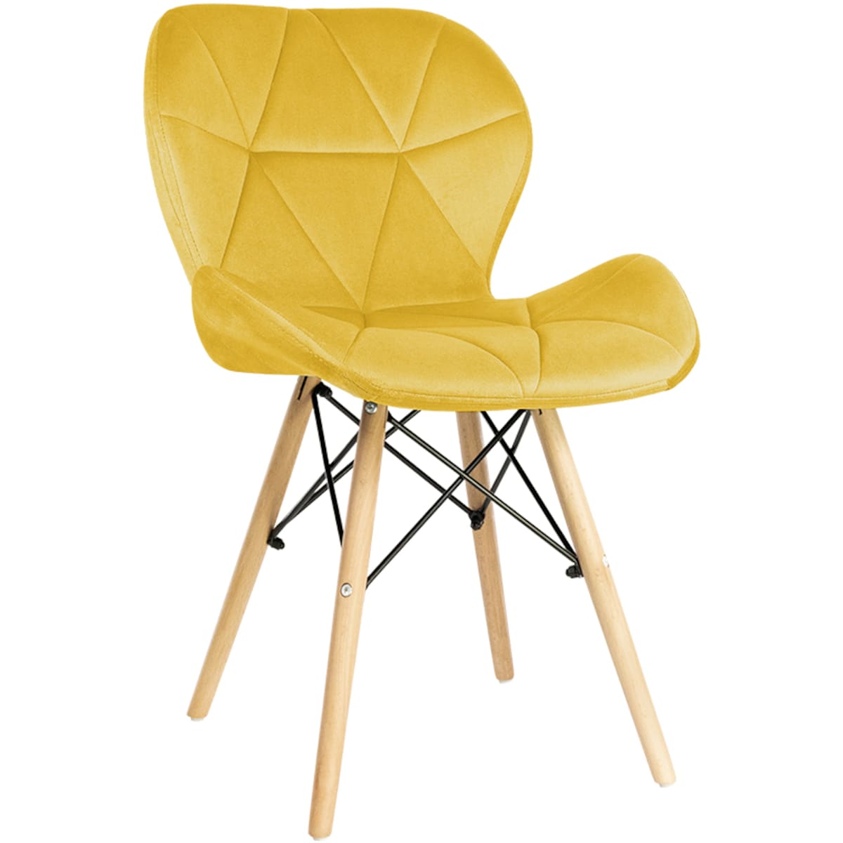 Krzesło tapicerowane do salonu nowoczesne skandynawskie pikowane welurowe