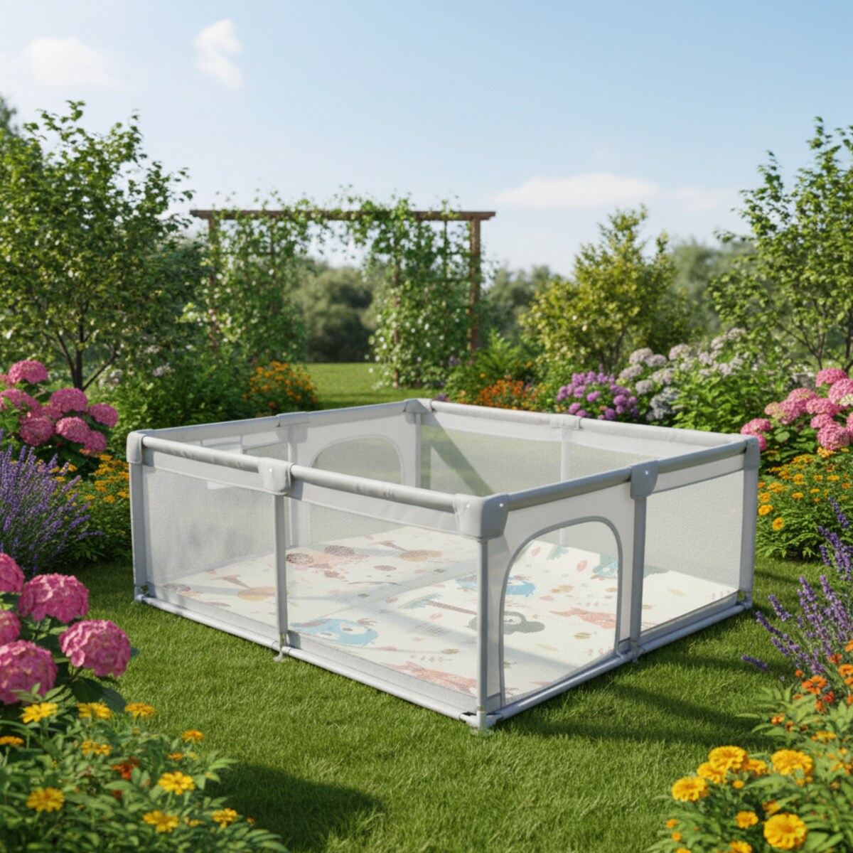 Kojec dla dziecka 150x180 cm suchy basen mata dwustronna piłki torba