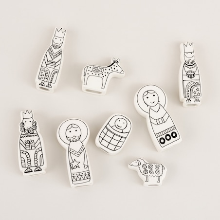 Figurki do szopki boże narodzenie, święta, świąteczne, biały, 3x2x8 cm