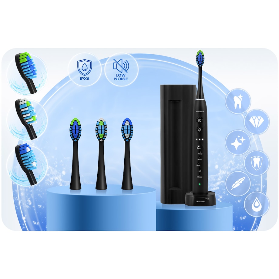 Szczoteczka soniczna do zębów Berdsen Galaxy czarna + etui 322000