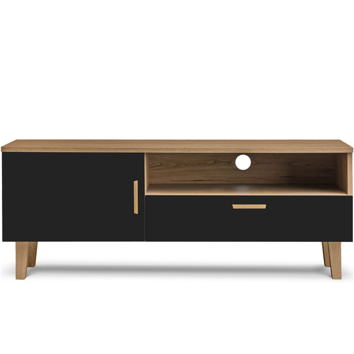 KONSIMO FRISK Czarna szafka RTV w stylu skandynawskim