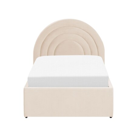 Łóżko z pojemnikiem welurowe 90 x 200 cm beżowe ANET