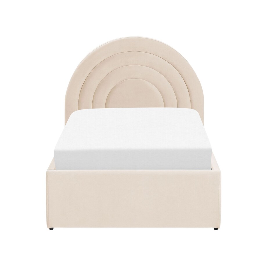 Łóżko z pojemnikiem welurowe 90 x 200 cm beżowe ANET