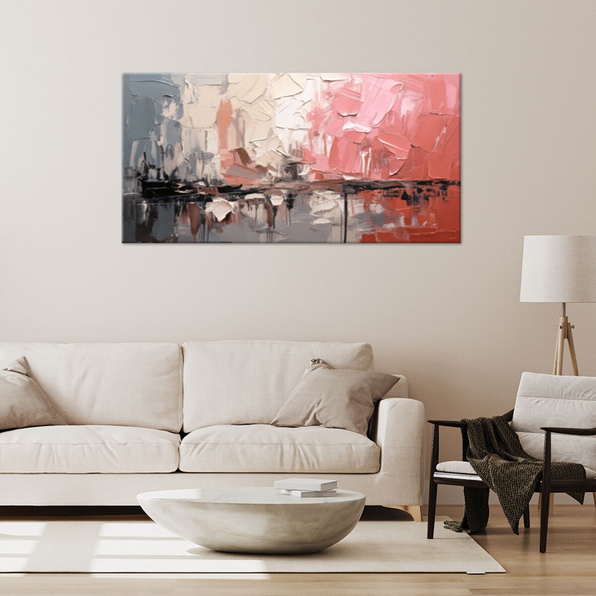 Feeby Obraz do salonu, Abstrakcyjna Kompozycja Różowy 80x40