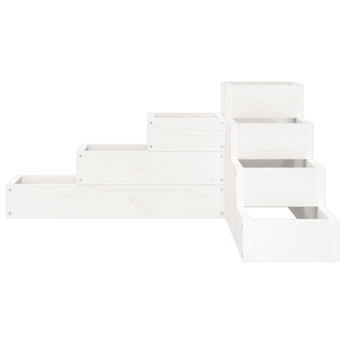 vidaXL Donica ogrodowa, 4-poziomowa, 80,5x79x36 cm, biała, sosnowa