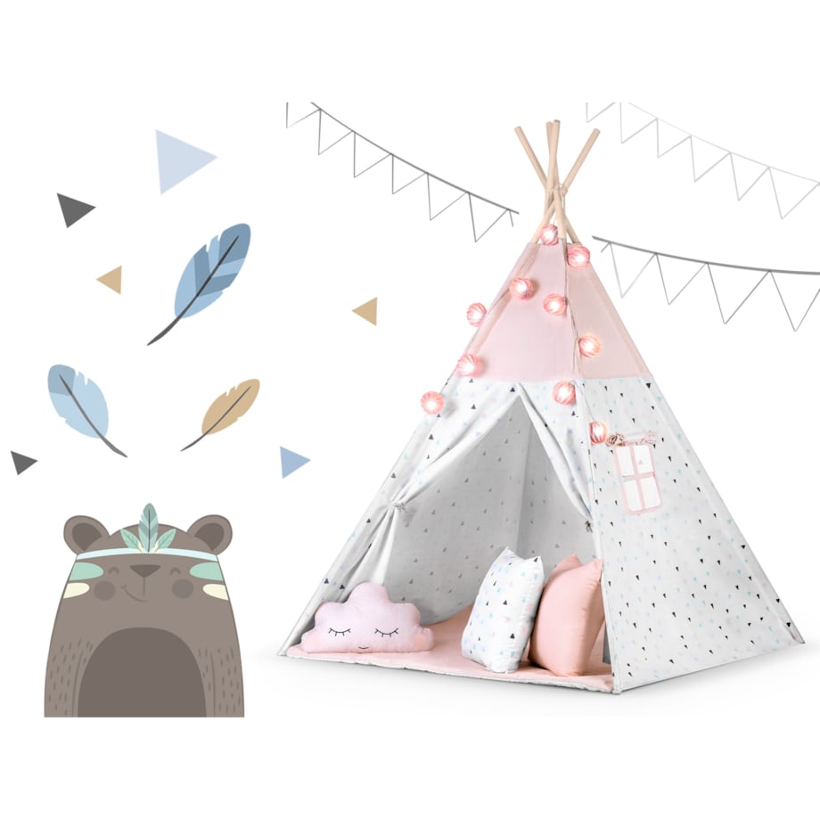 Tipi namiot wigwam dla dzieci teepee girlanda poduszki stabilizator Nukido
