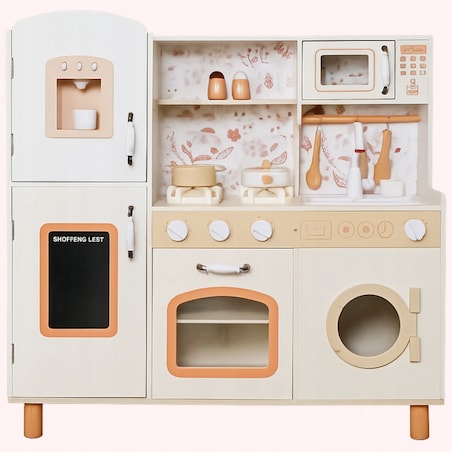 Drewniana kuchnia XXL dla dzieci Cook&Play światło, dźwięk - lodówka, piekarnik, pralka