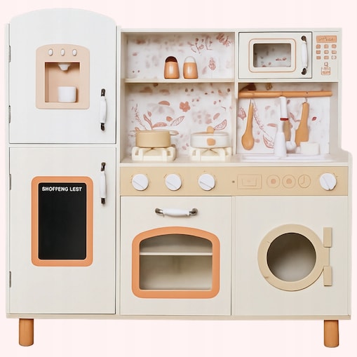Drewniana kuchnia XXL dla dzieci Cook&Play światło, dźwięk - lodówka, piekarnik, pralka