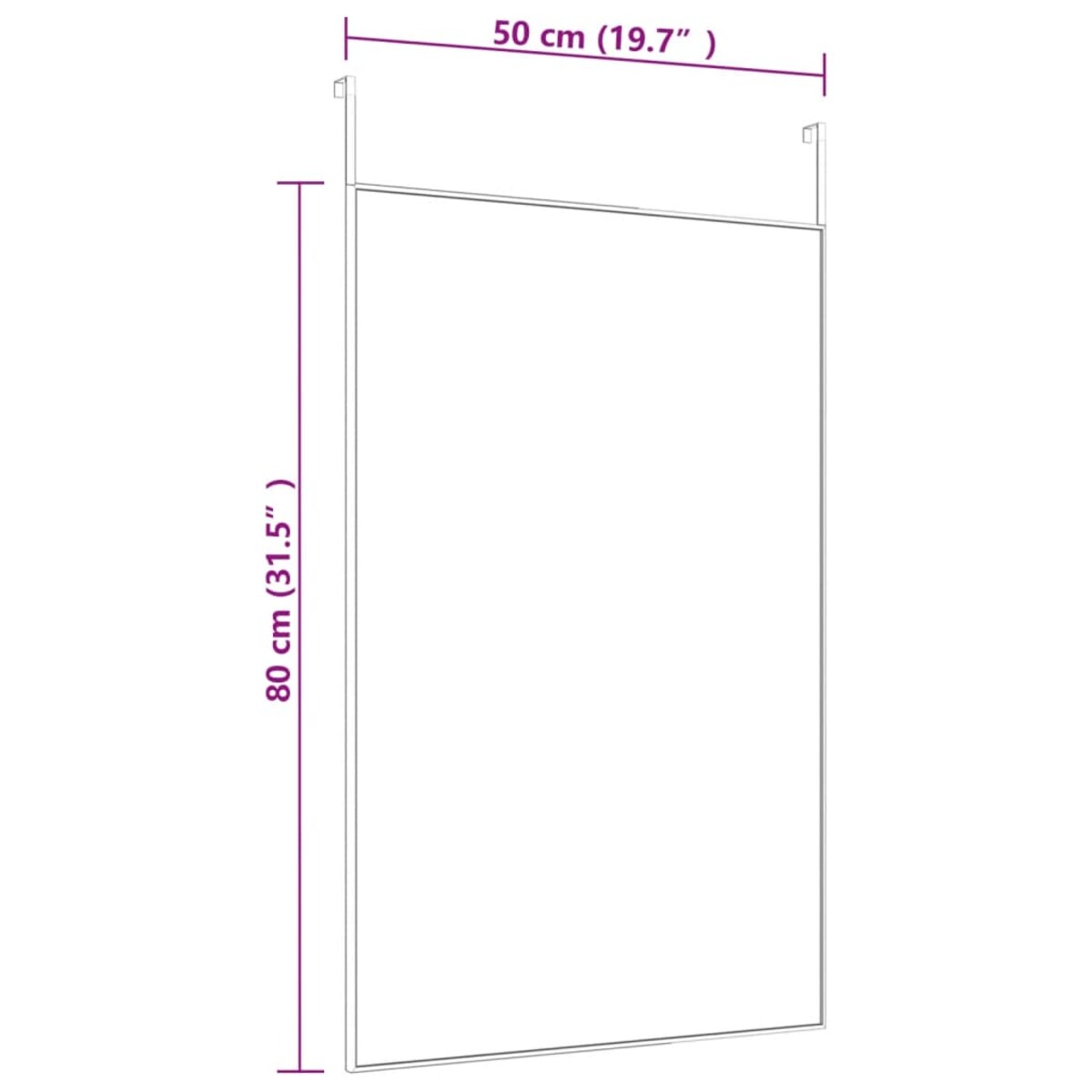 vidaXL Lustro na drzwi, czarne, 50x80 cm, szkło i aluminium