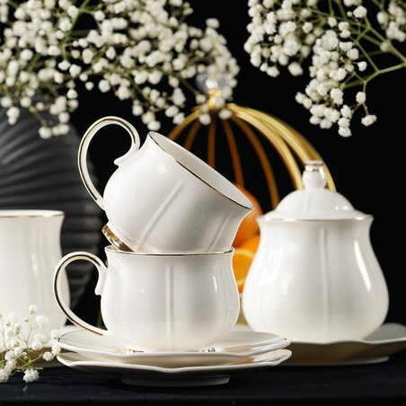 VILLA ITALIA Filiżanka porcelanowa 200 ml ze spodkiem SANDRINE