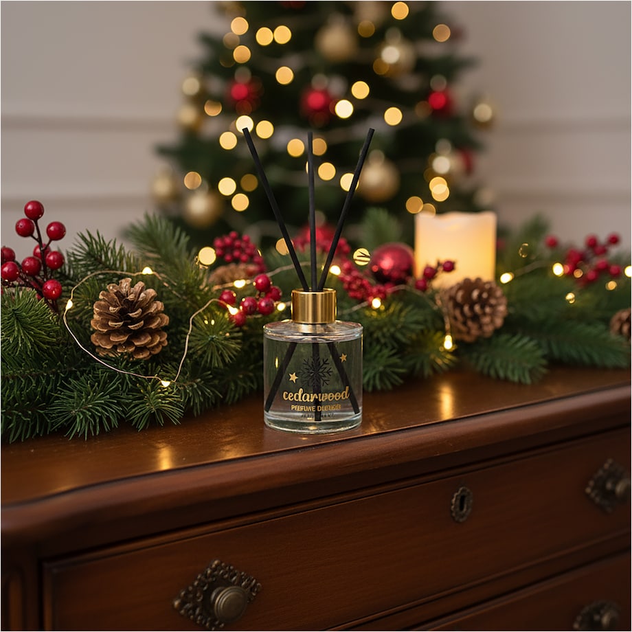 Patyczki Zapachowe Dyfuzor Zapach Świąteczny Odświeżacz Powietrza 50 Ml Choinka Drewno Cedrowe