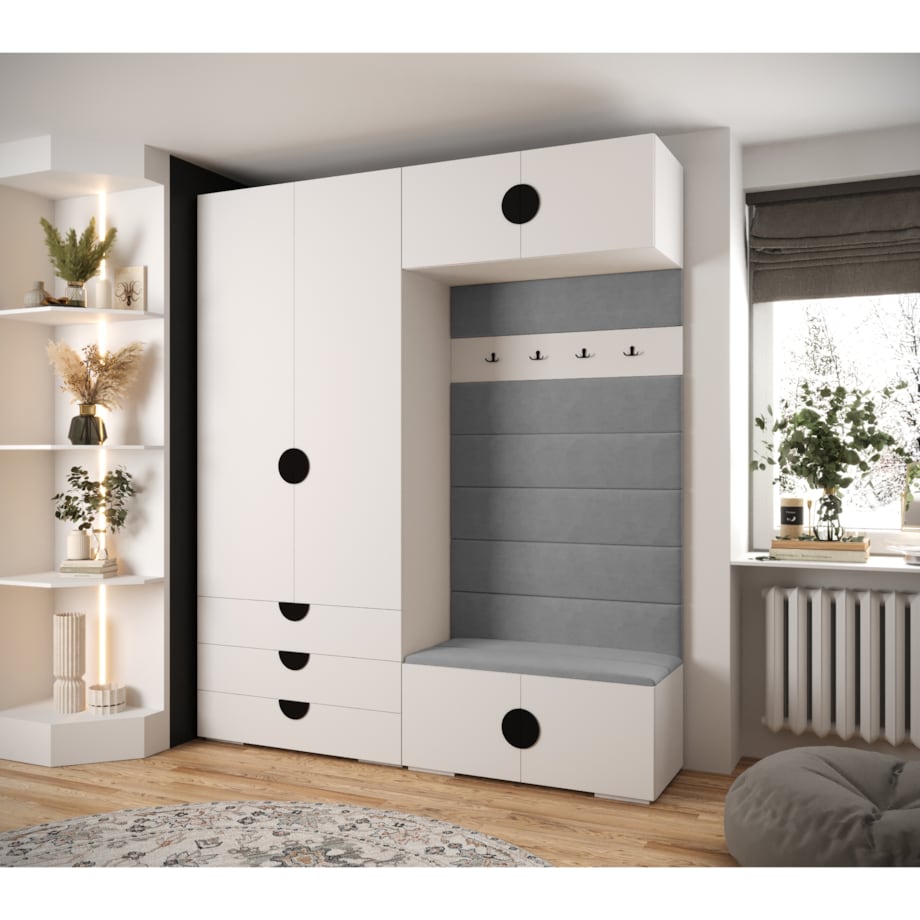 Garderoba do przedpokoju INOVA 4 Z12 biały+czarny+manila16