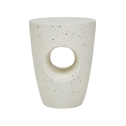 Stolik pomocniczy biały z efektem lastryko EDOLO