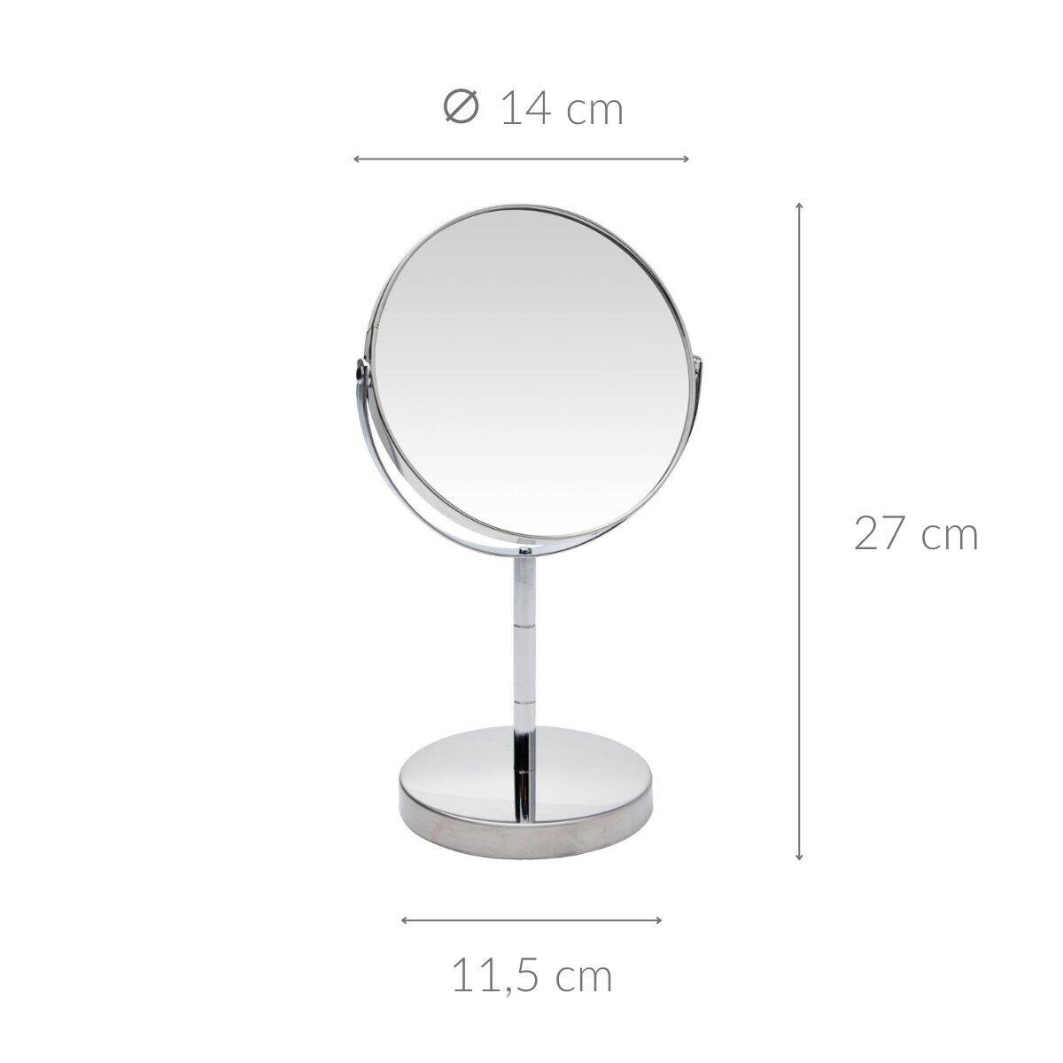 Lusterko do makijażu, dwustronne, podstawa ze stali nierdzewnej, Ø 14 cm