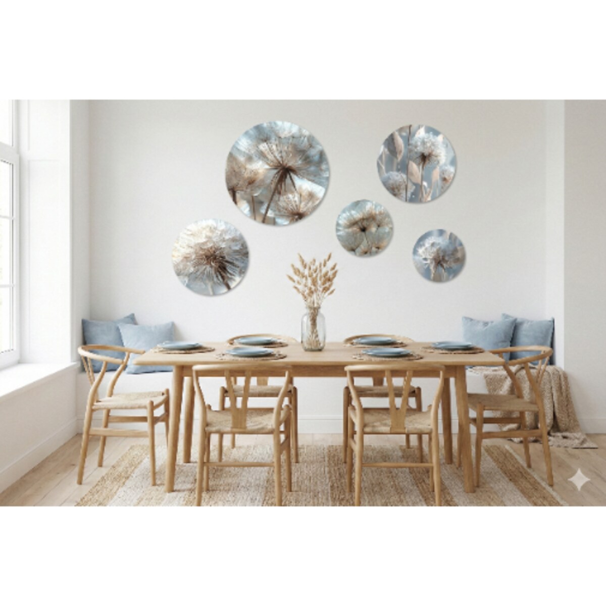 Obrazy na ścianę Błękitny Zestaw do sypialni pokoju salonu Dmuchawce