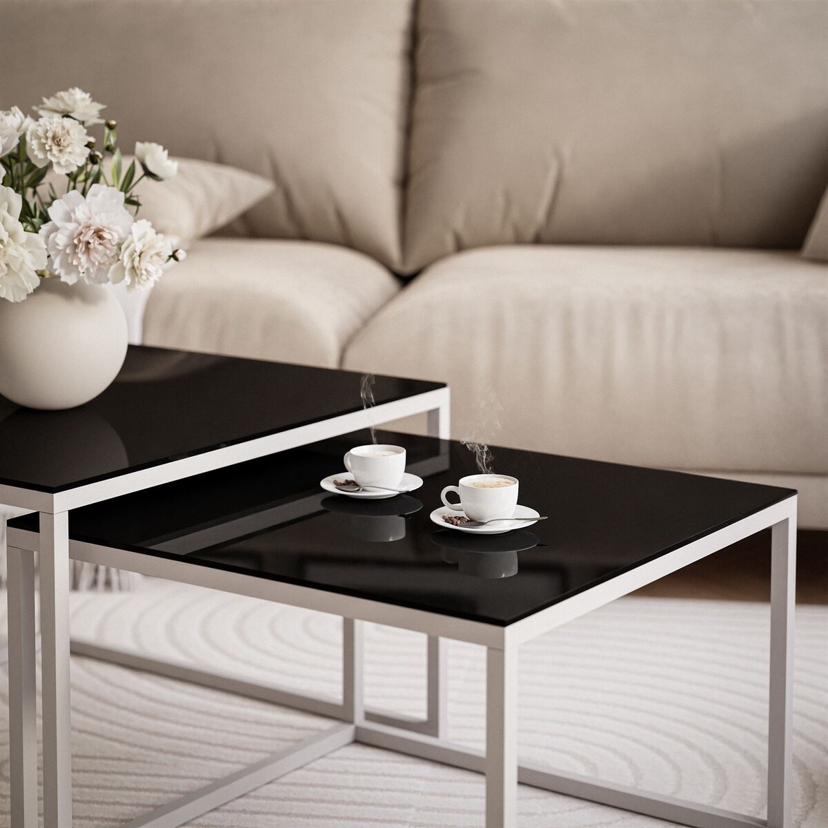 Stolik YOSHI 2w1 kaszmir czarne szkło