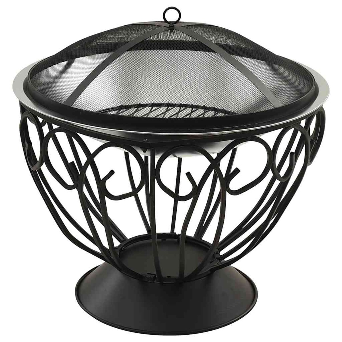 vidaXL Palenisko i grill 2-w-1, z pogrzebaczem, 59x59x60 cm, stal