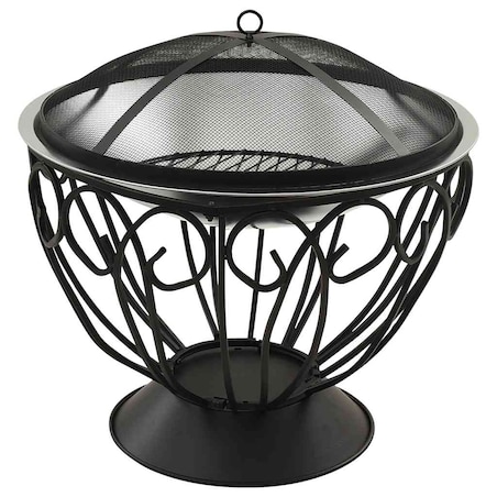 vidaXL Palenisko i grill 2-w-1, z pogrzebaczem, 59x59x60 cm, stal