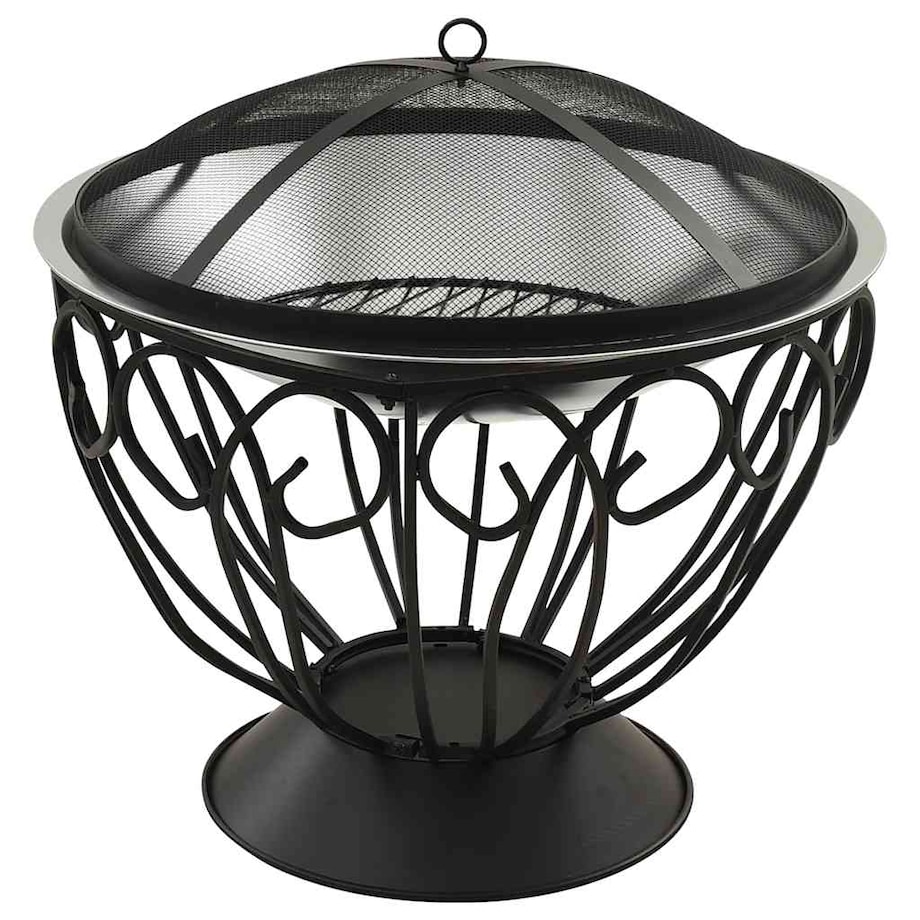 vidaXL Palenisko i grill 2-w-1, z pogrzebaczem, 59x59x60 cm, stal