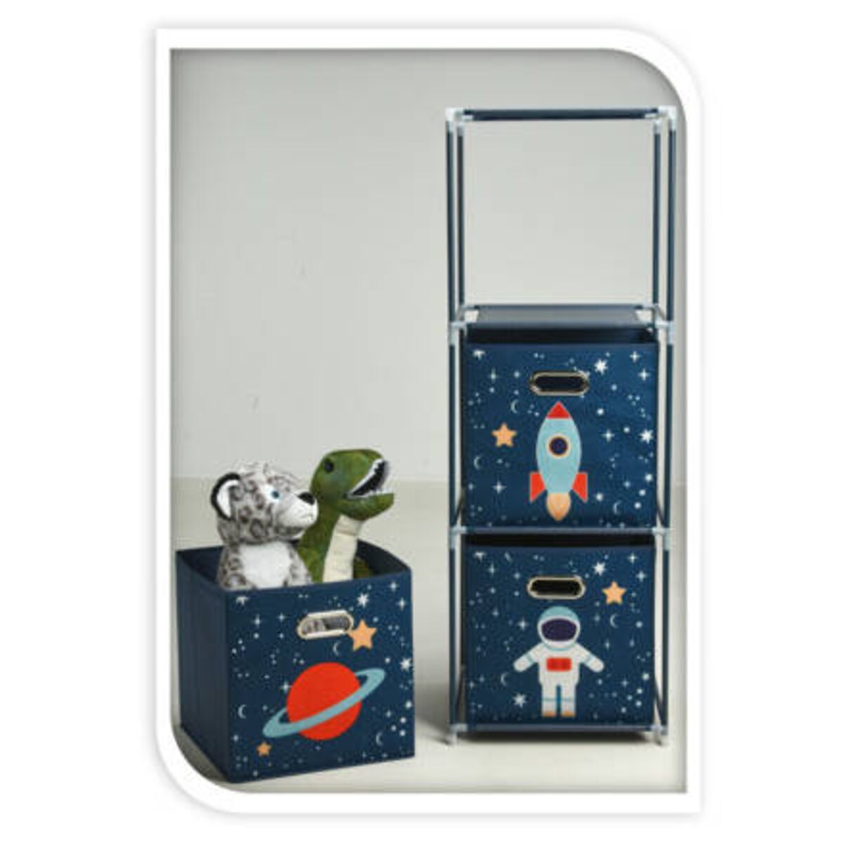 Regał na zabawki z pojemnikami Misja kosmiczna, 35 x 35 x 102 cm