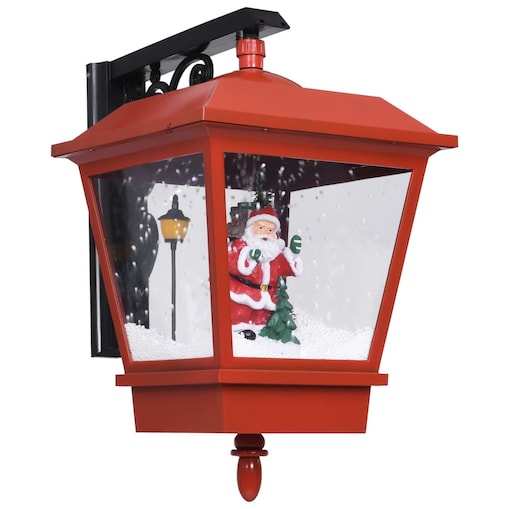 vidaXL Latarnia świąteczna LED z Mikołajem, czerwona, 40x27x45 cm