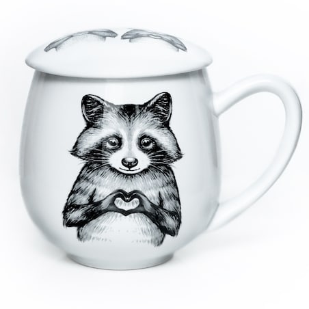 Kubek z zaparzaczem i pokrywką szop i leniwiec - idealny zestaw do parzenia herbaty, uroczy prezent dla mamy, taty, babci, dziadka