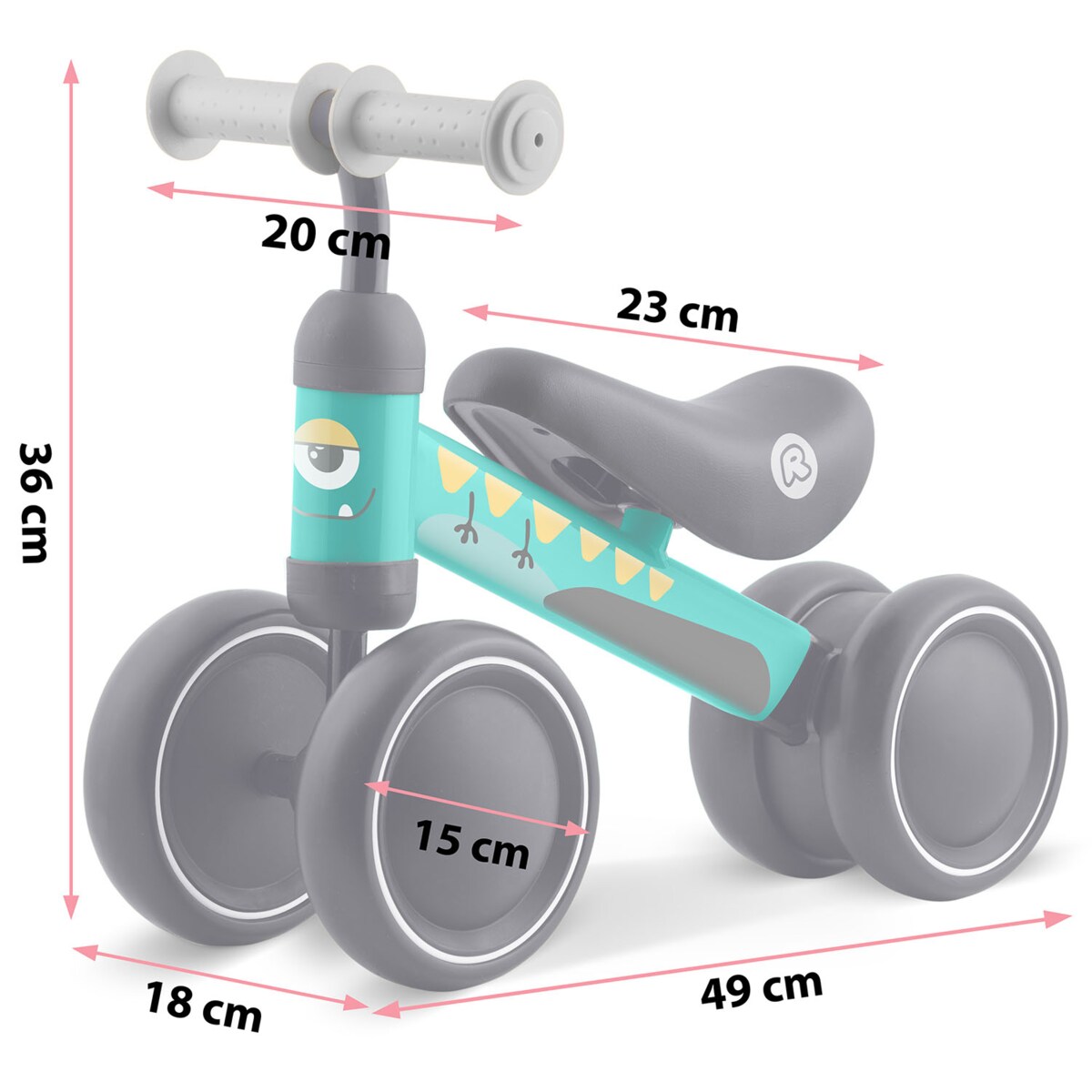 Rowerek biegowy Ricokids RK-606 trójkołowy jeździk dla dzieci lekki solidny Dino