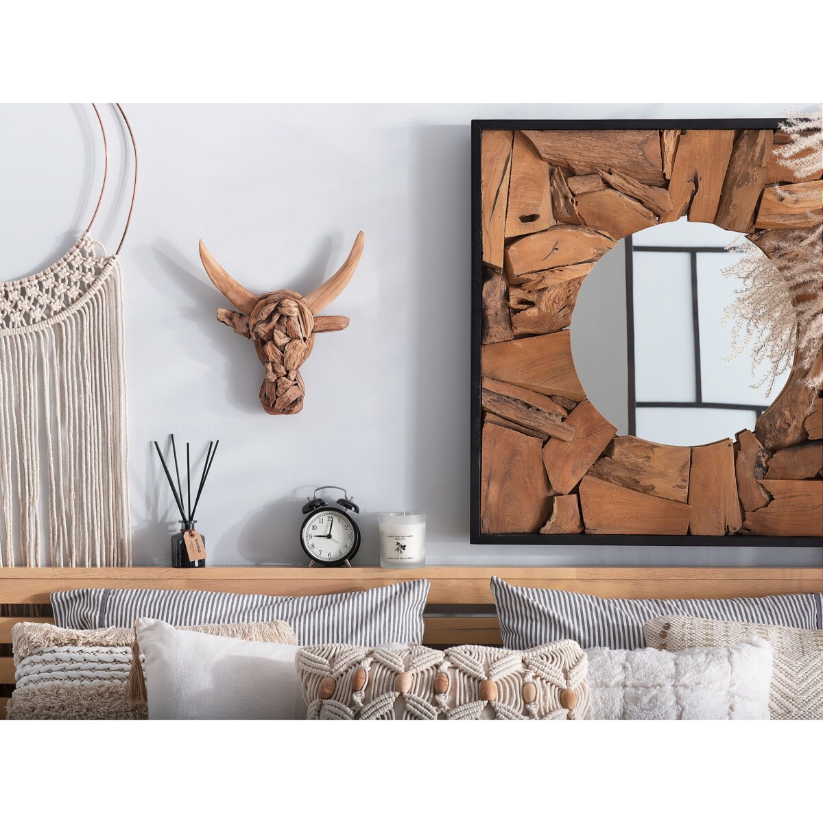 Figurka na ścianę Byk BULL HEAD Drewno tekowe 34 cm Brązowy