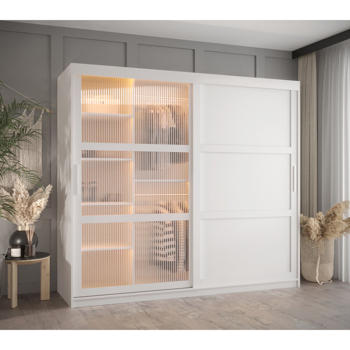 Szafa przesuwna Garderoba FLUTES 3 200 biały