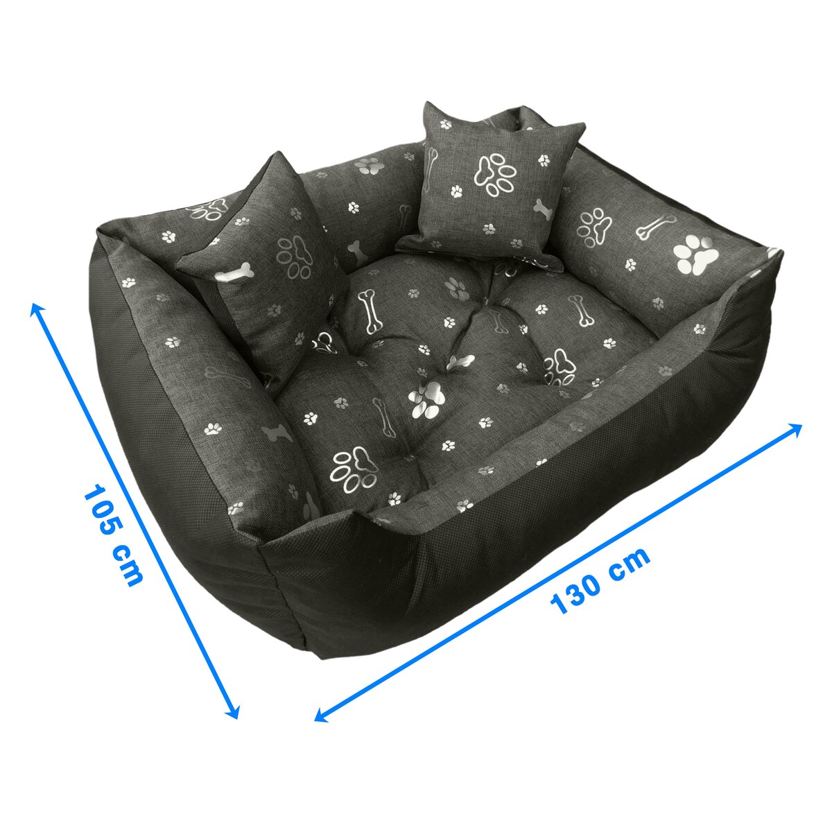 Legowisko Dla Psa Kanapa Posłanie 130X105 Cm Wodoodporne Poduszki Pikowane Kość Srebrna