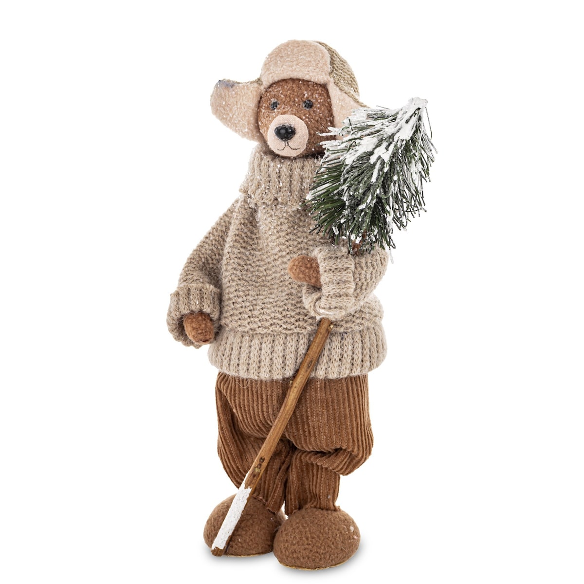 Figurka - szary Miś CAPELLO z choinką 21,5x11x8 cm