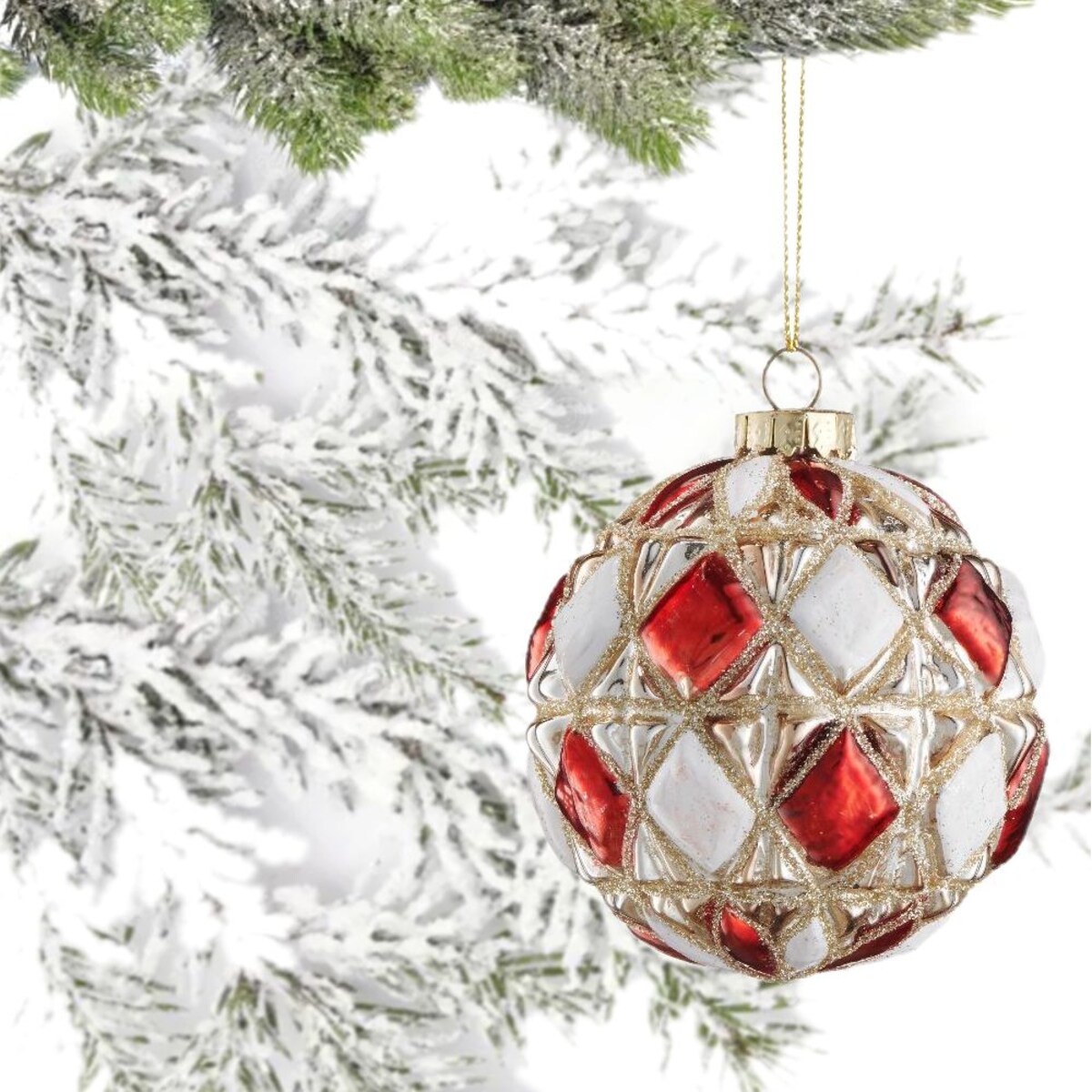 VILLA ITALIA Bombka szklana z wypukłym wzorem 7,5 cm